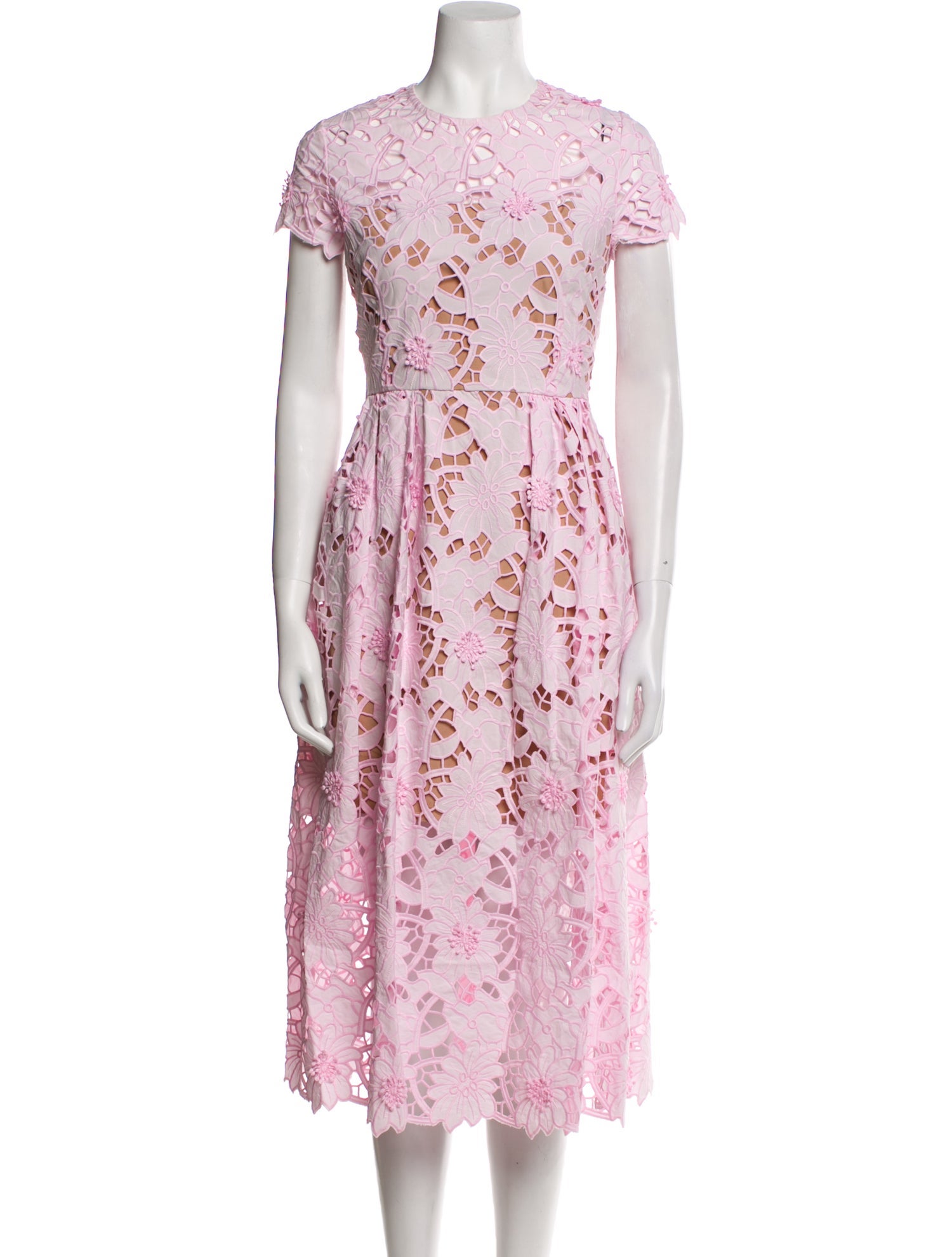 Self-Portrait Lace Pattern Midi Length Dress