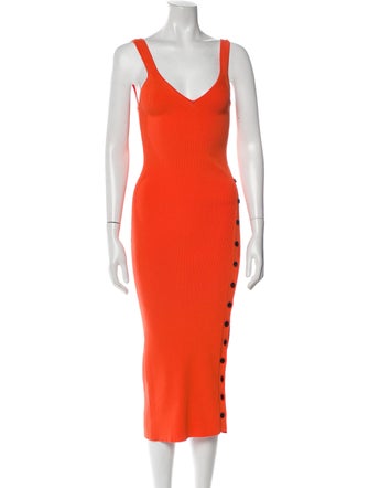 Self-Portrait V-Neck Midi Length Dress