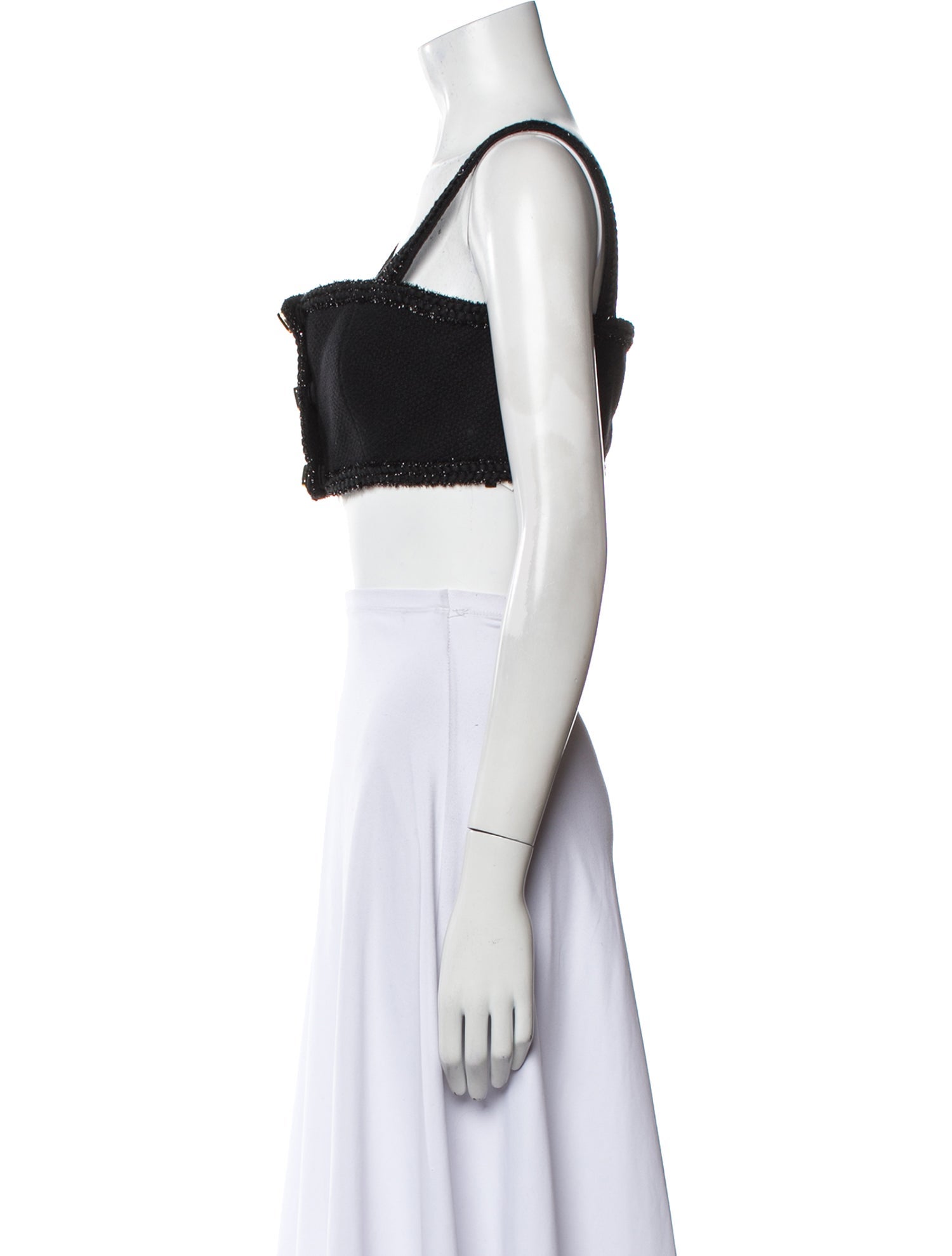 Self-Portrait Square Neckline Sleeveless Crop Top