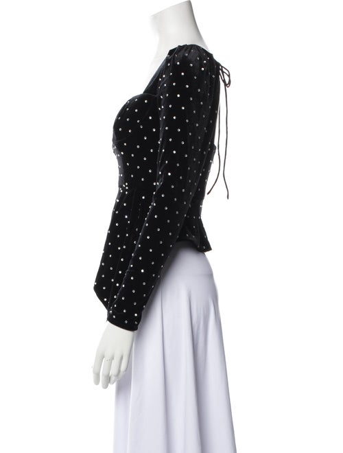 Self-Portrait Polka Dot Print Square Neckline Crop Top