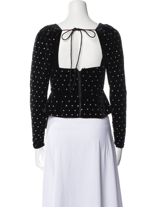 Self-Portrait Polka Dot Print Square Neckline Crop Top