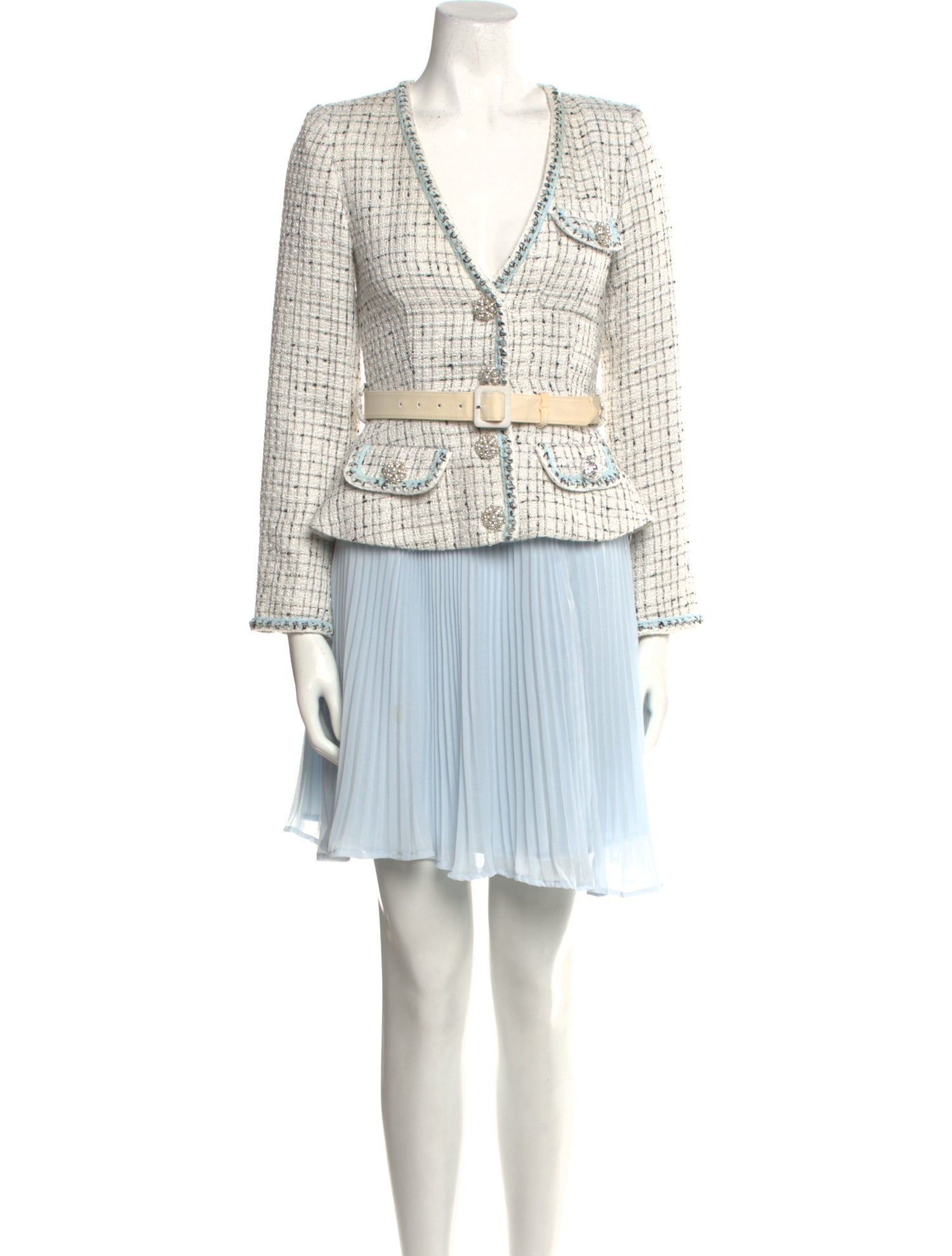 Self-Portrait Tweed Pattern Mini Dress