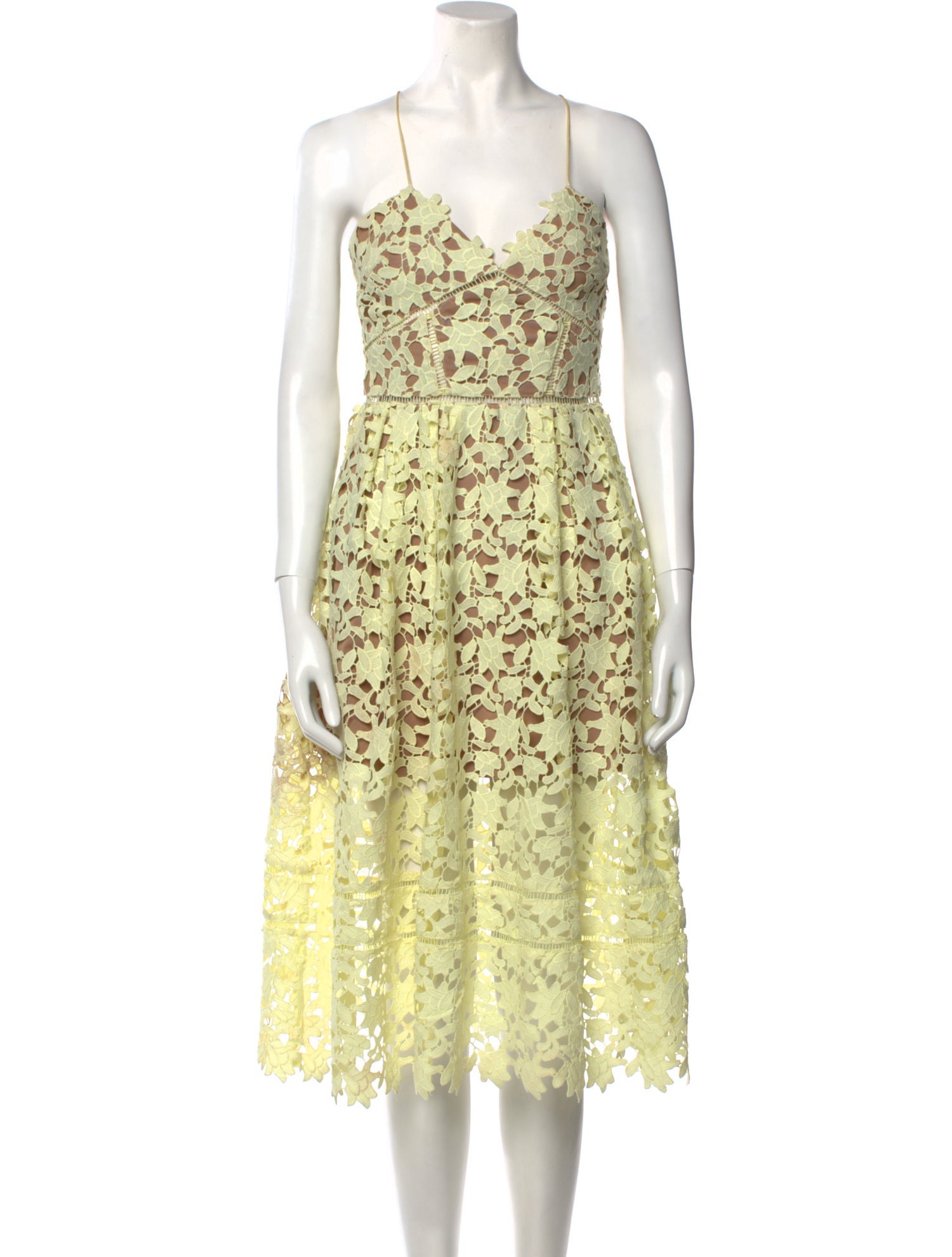 Self-Portrait Lace Pattern Midi Length Dress