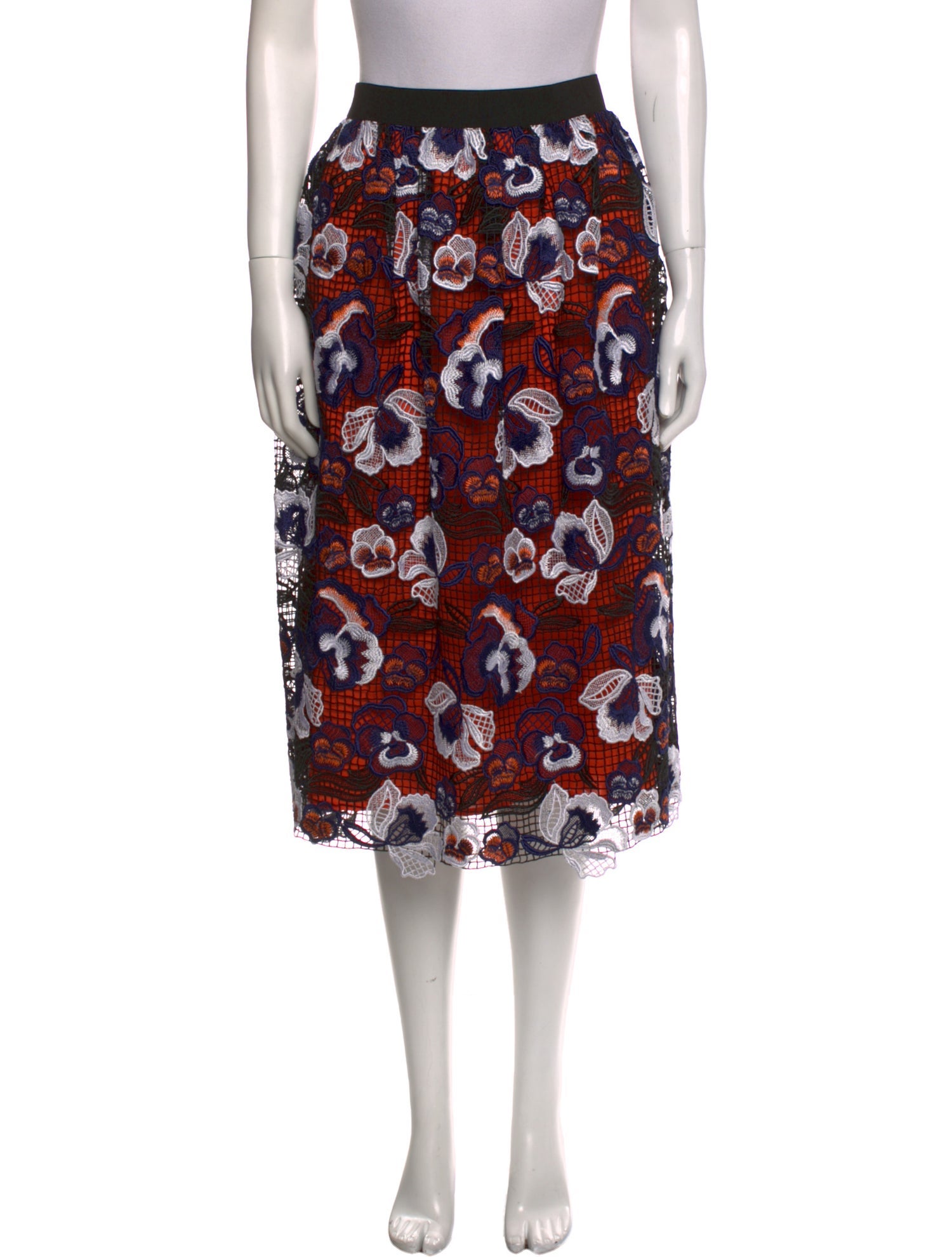 Self-Portrait Floral Print Knee-Length Skirt