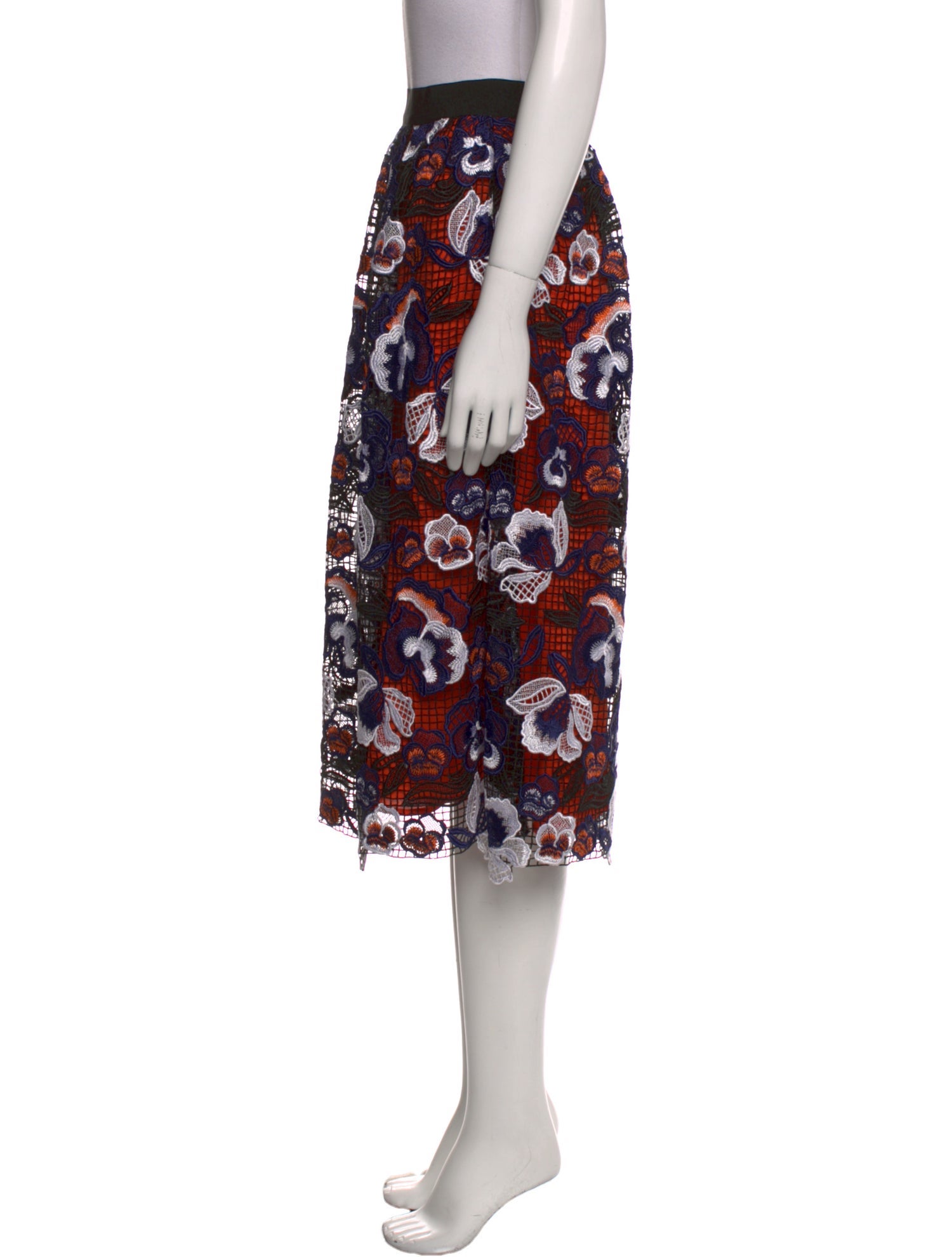 Self-Portrait Floral Print Knee-Length Skirt