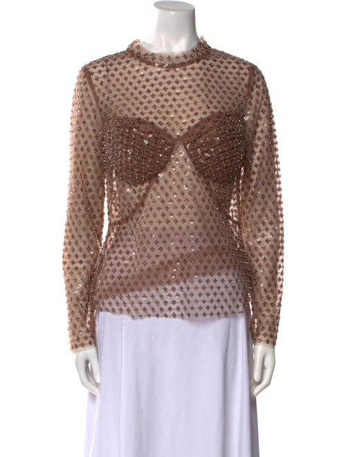 Self-Portrait Patterned Mock Neck Top