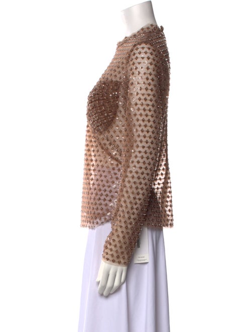 Self-Portrait Patterned Mock Neck Top