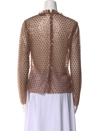 Self-Portrait Patterned Mock Neck Top