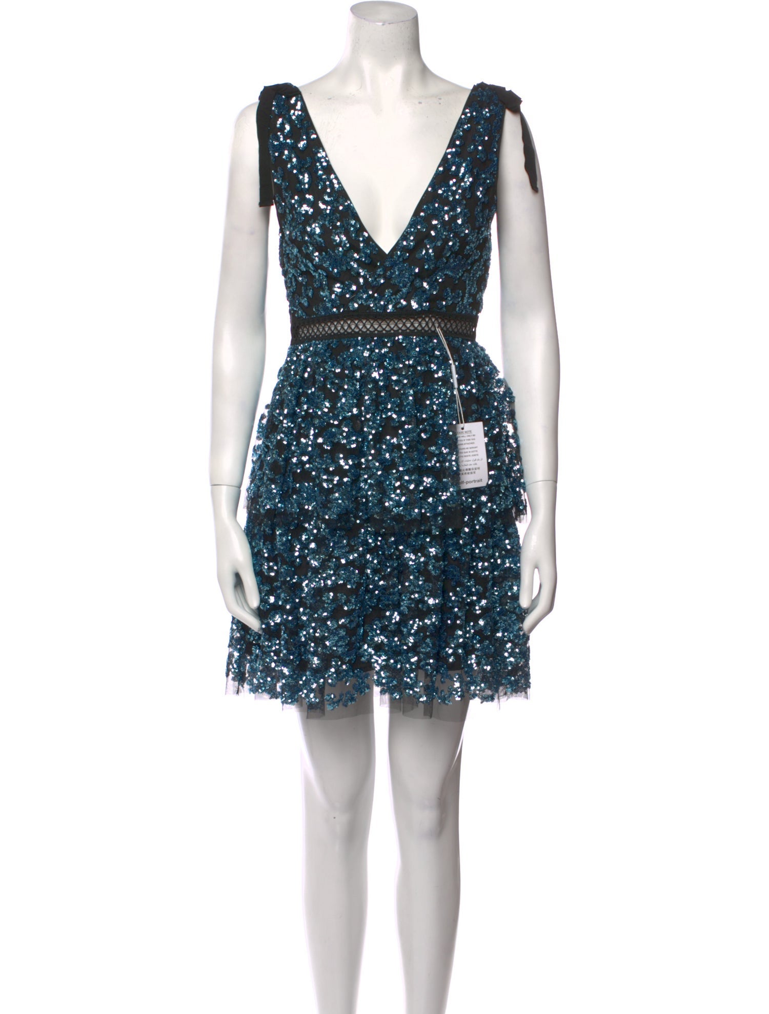 Self-Portrait V-Neck Mini Dress