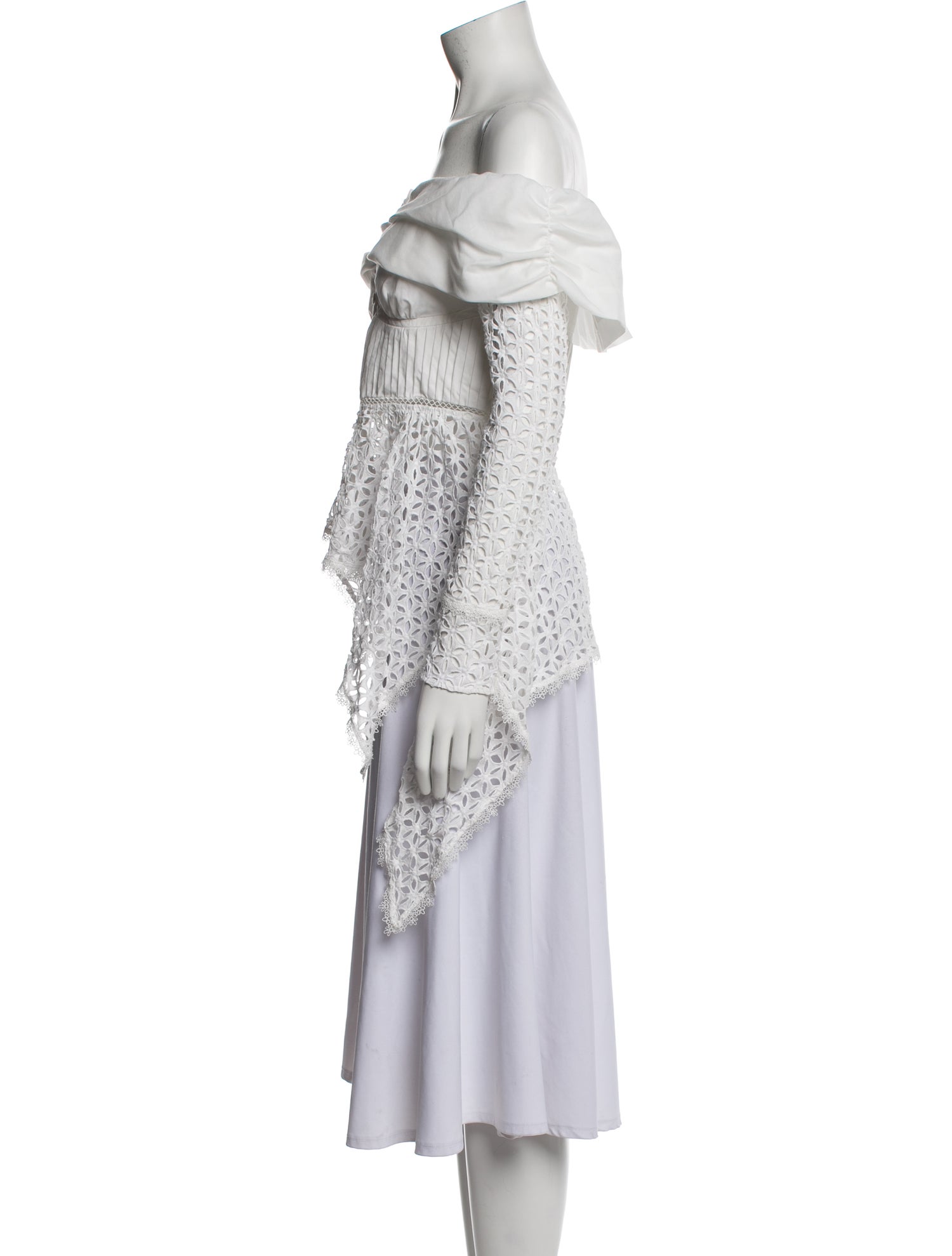 Self-Portrait Off-The-Shoulder Long Sleeve Crop Top