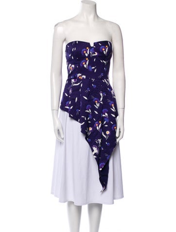 Self-Portrait Tops Floral Print Strapless Tunic Us2, UK6 | XS