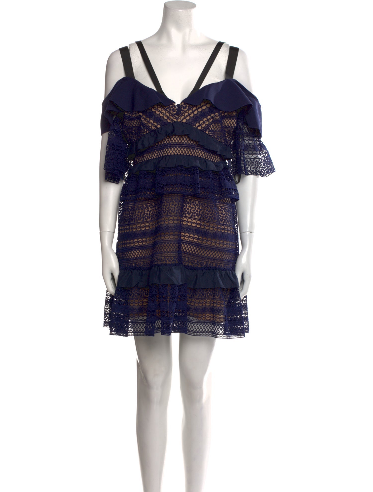 Self-Portrait Lace Pattern Mini Dress