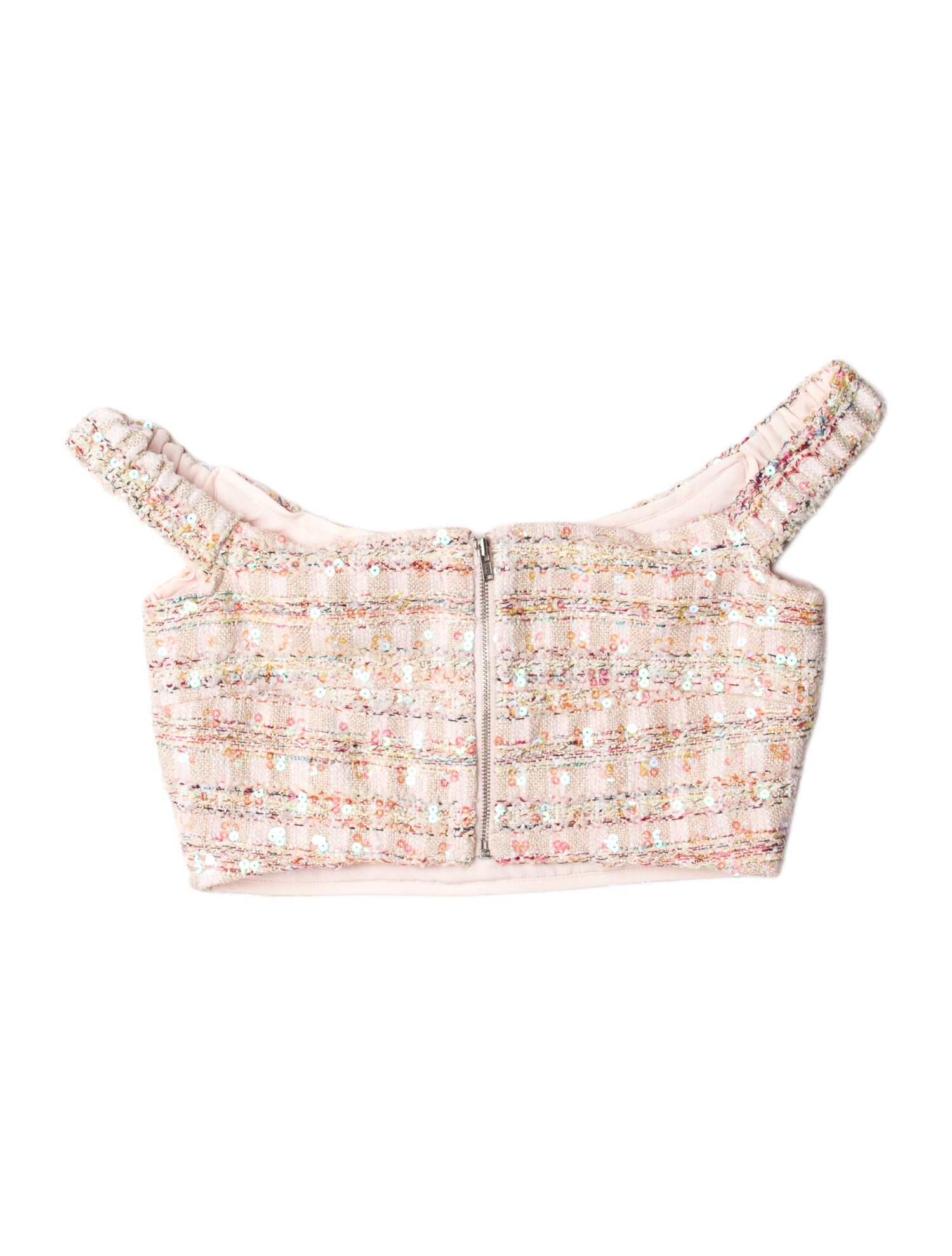 Self-Portrait Tweed Tweed Pattern Crop Top