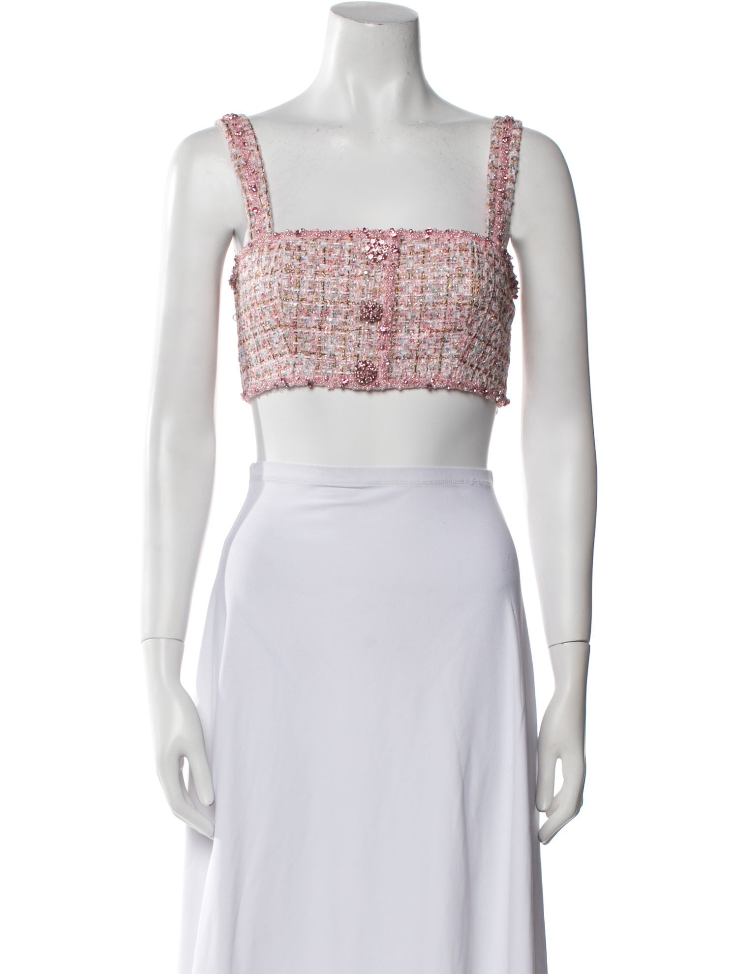 Self-Portrait Printed Square Neckline Crop Top