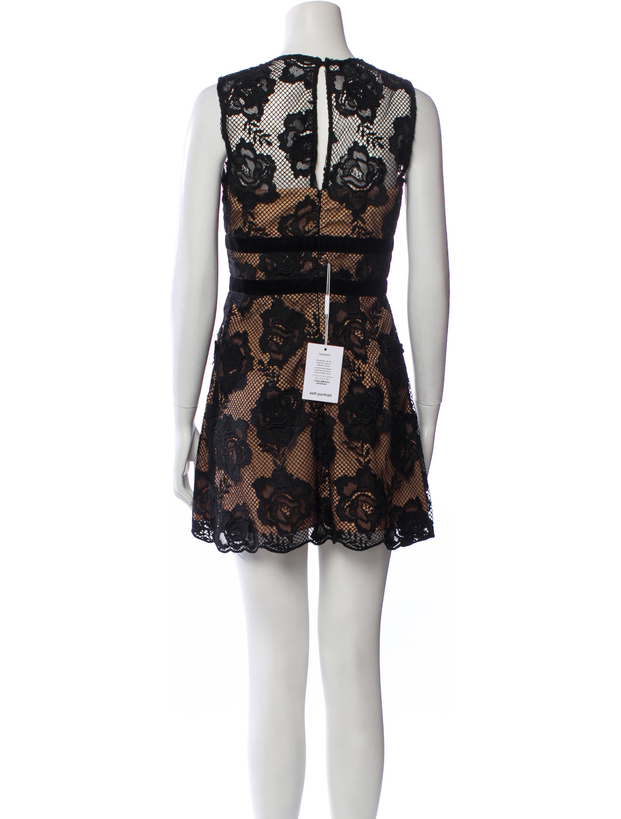 Self-Portrait Crochet Mini Dress w/ Tags - Black Dresses, Clothing - WSELF82524