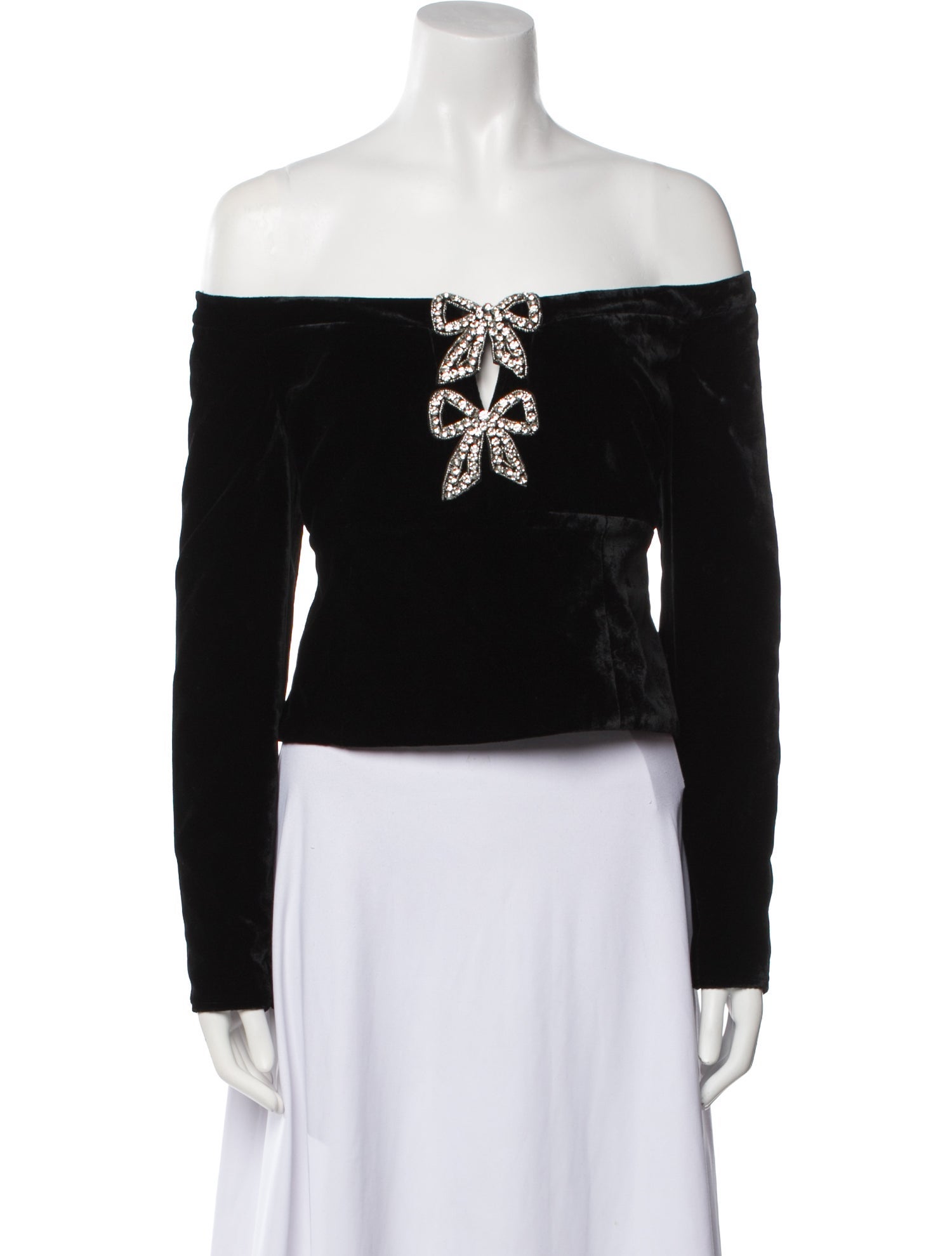 Self-Portrait Off-The-Shoulder Long Sleeve Crop Top w/ Tags