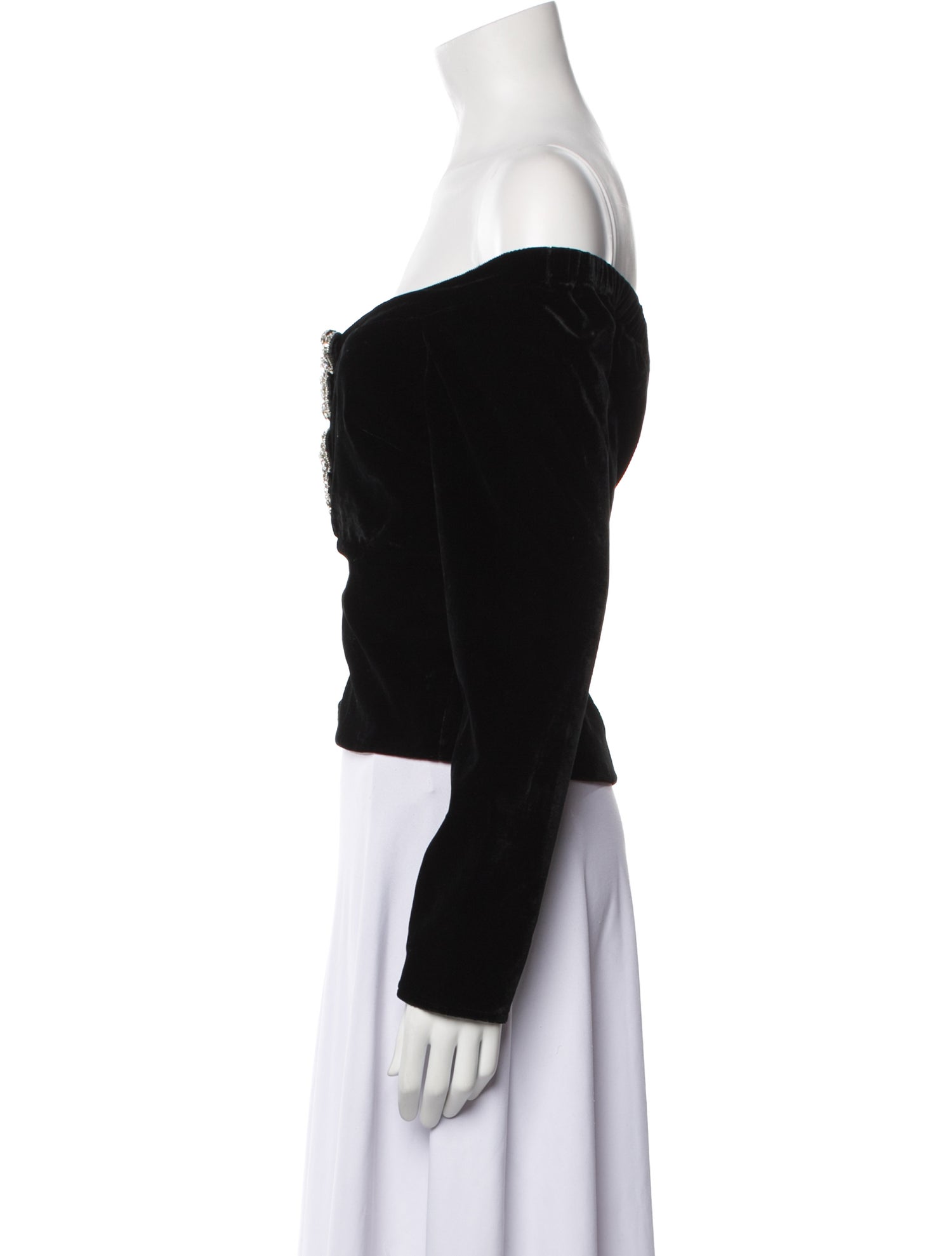 Self-Portrait Off-The-Shoulder Long Sleeve Crop Top w/ Tags