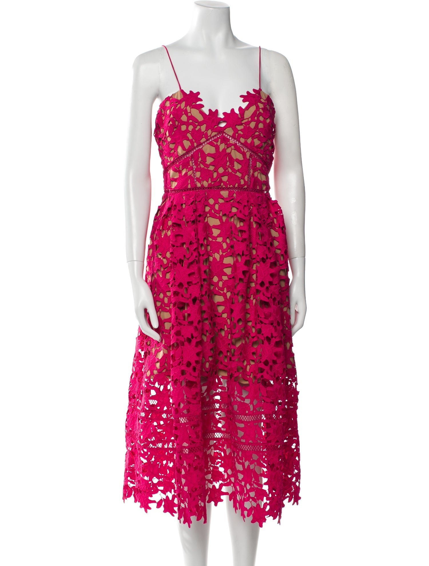 Self-Portrait Lace Pattern Midi Length Dress