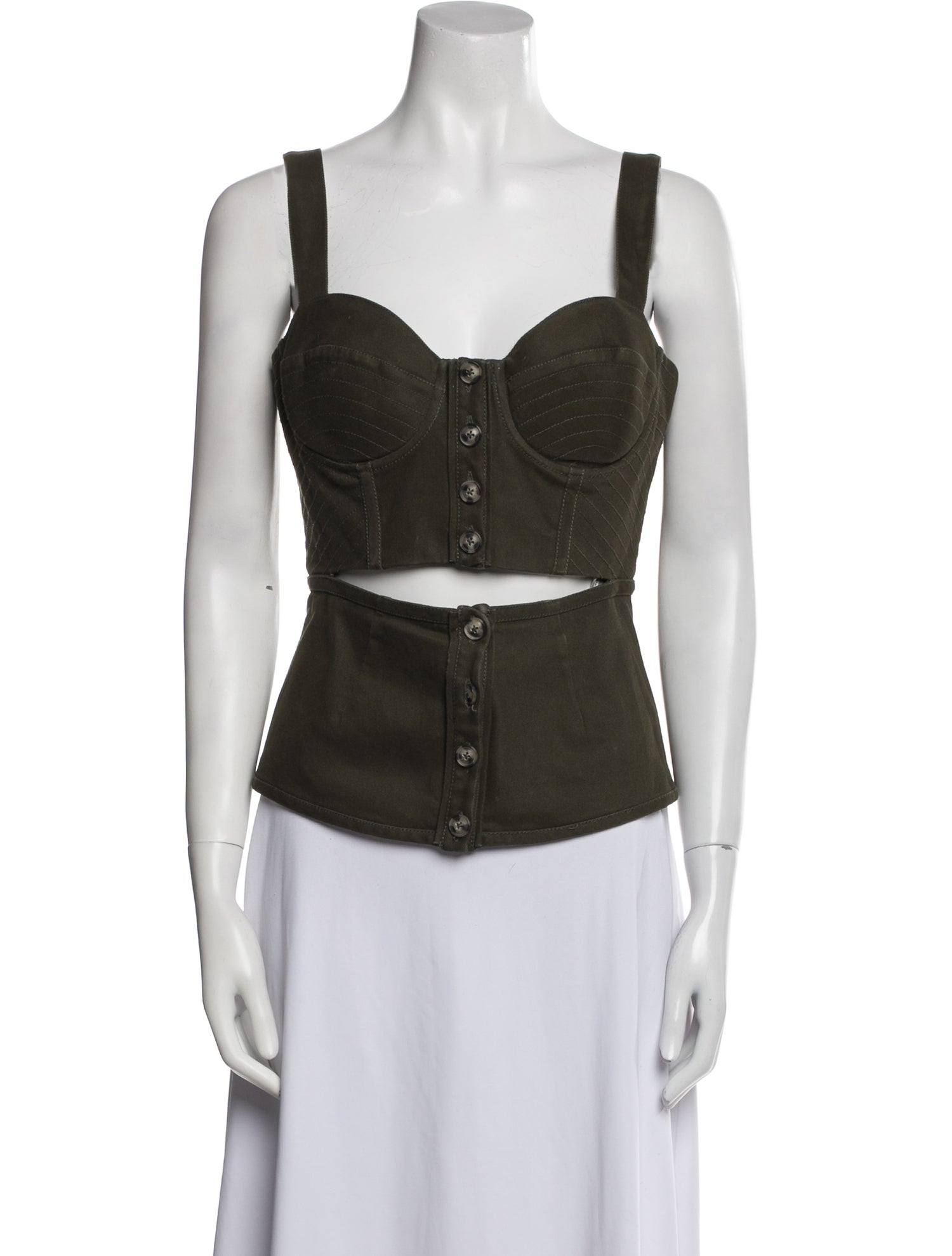 Self-Portrait Square Neckline Sleeveless Crop Top