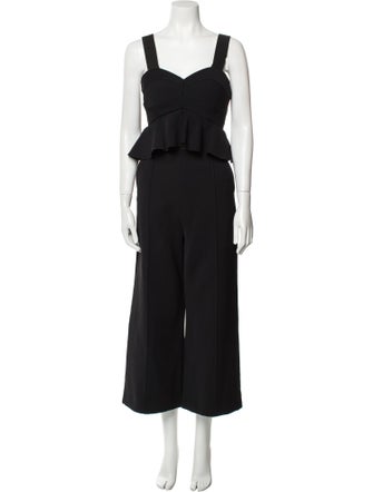 Self-Portrait Peplum Detail Jumpsuit Square Neckline Jumpsuit
