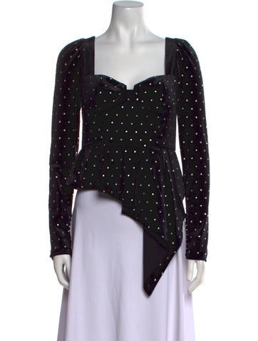 Self-Portrait Tops Polka Dot Print Square Neckline Crop Top Us4, UK8 | XS