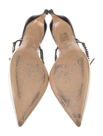 Self-Portrait Leather Chain-Link Accents Mules