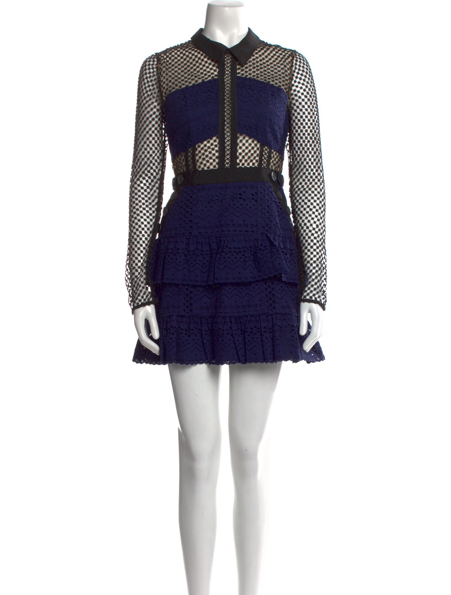 Self-Portrait Colorblock Pattern Mini Dress