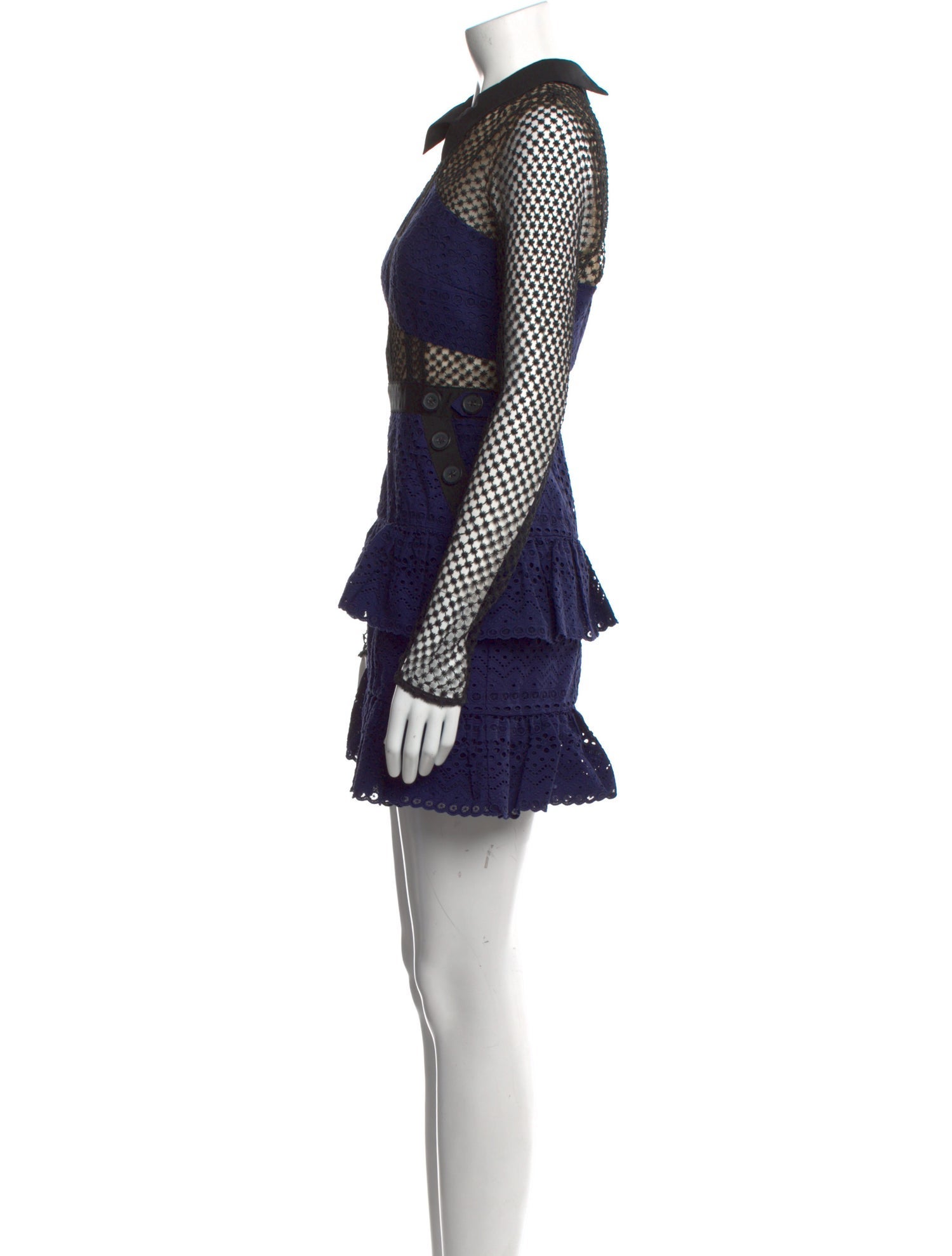 Self-Portrait Colorblock Pattern Mini Dress