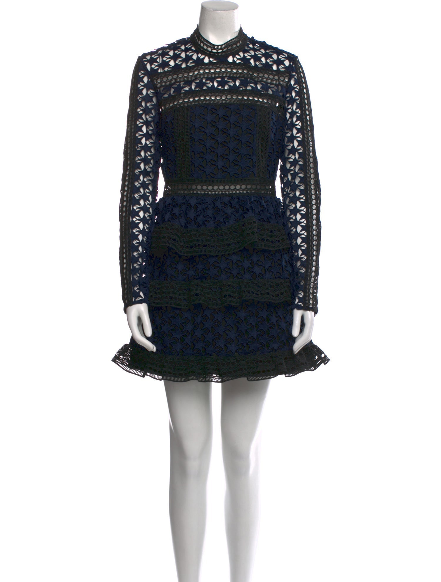 Self-Portrait Lace Pattern Mini Dress