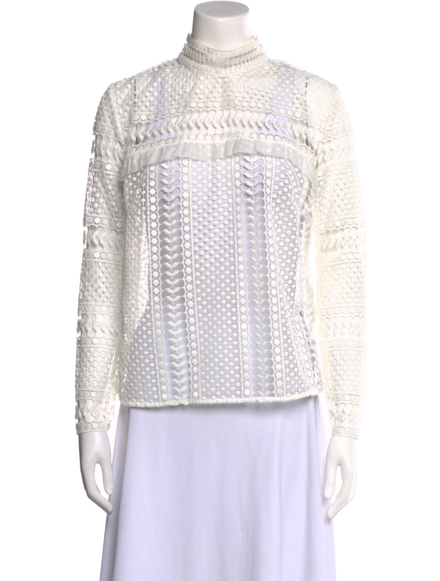 Self-Portrait Lace Pattern Turtleneck Blouse