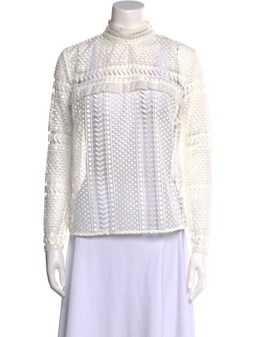 Self-Portrait Lace Pattern Turtleneck Blouse
