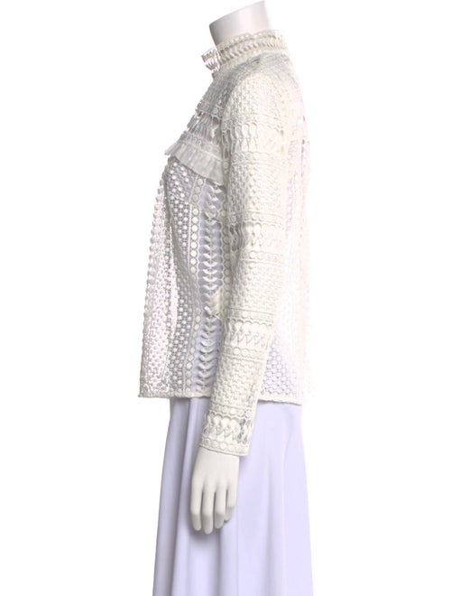 Self-Portrait Lace Pattern Turtleneck Blouse