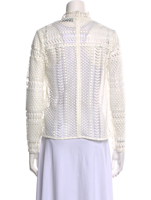 Self-Portrait Lace Pattern Turtleneck Blouse