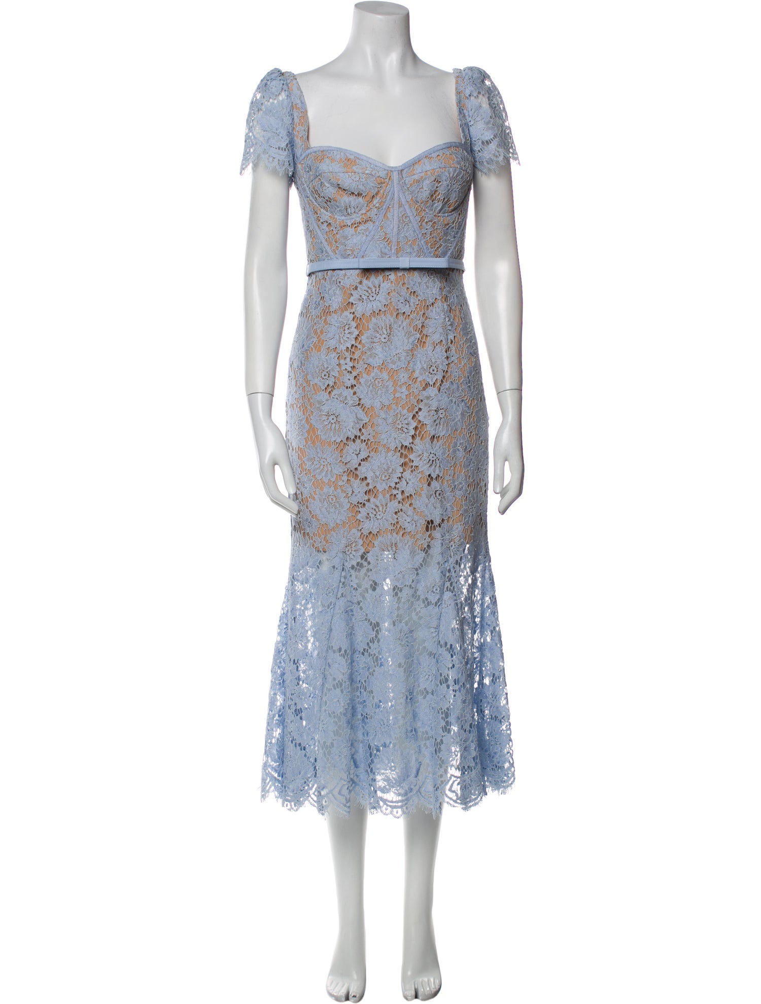 Self-Portrait BLUE FINE LACE MIDI DRESS Long Dress w/ Tags - Blue Dresses,  Clothing - WSELF82976 | The RealReal