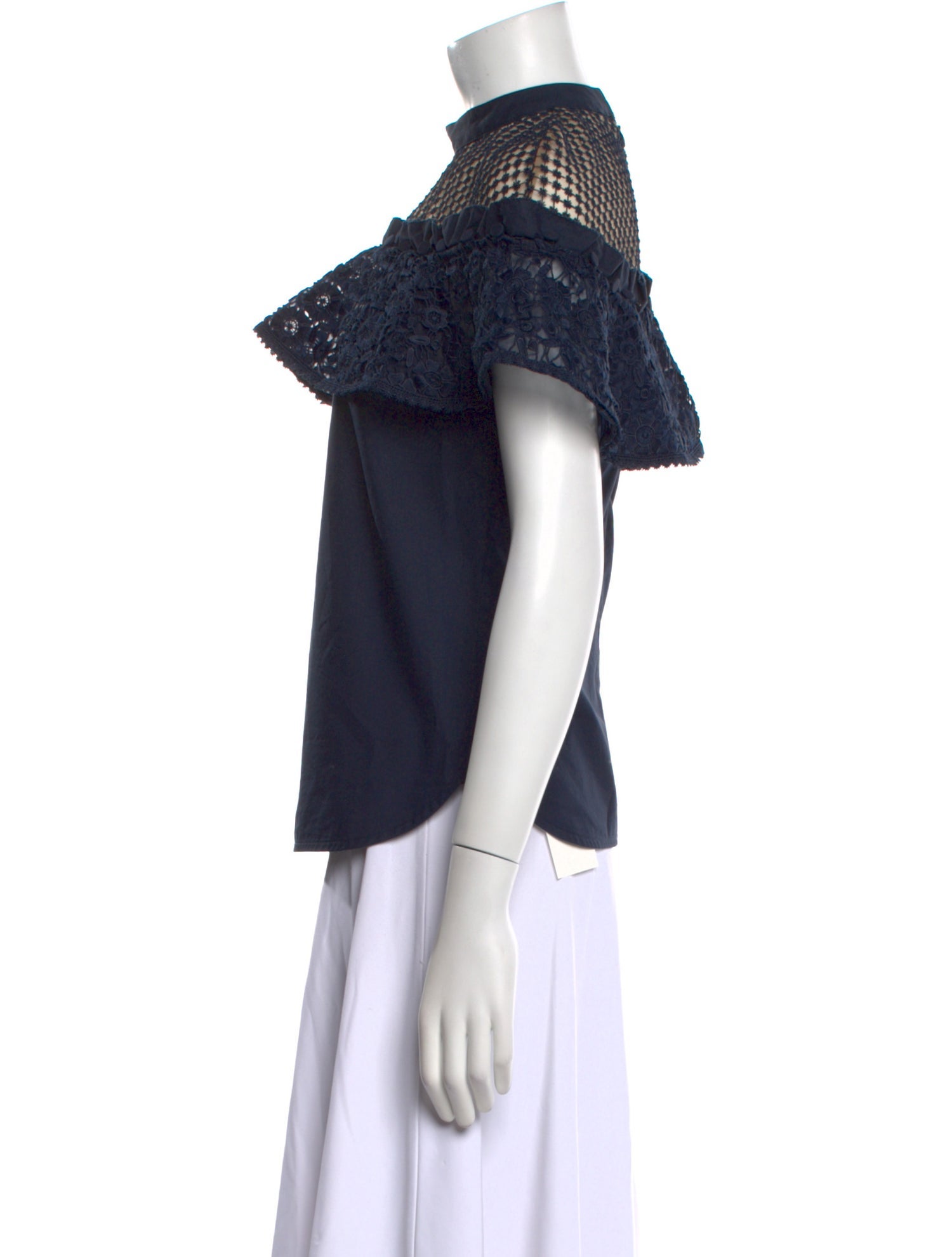 Self-Portrait Mock Neck Short Sleeve Top