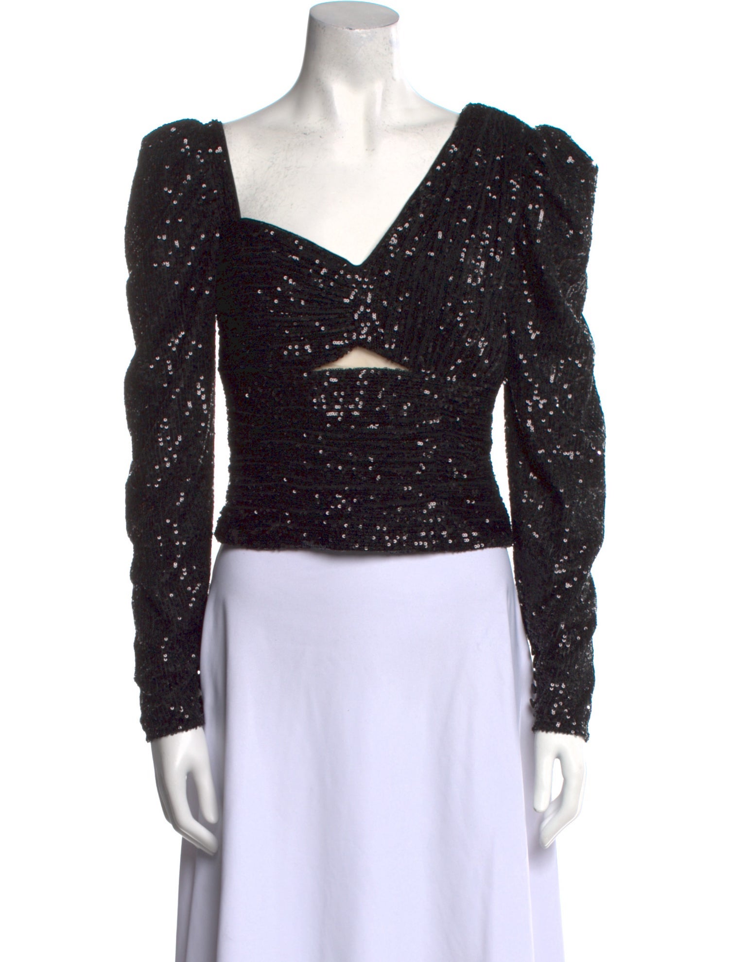 Self-Portrait Sequin Asymmetrical Crop Top