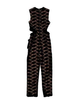 Self-Portrait Lace Pattern Crew Neck Jumpsuit