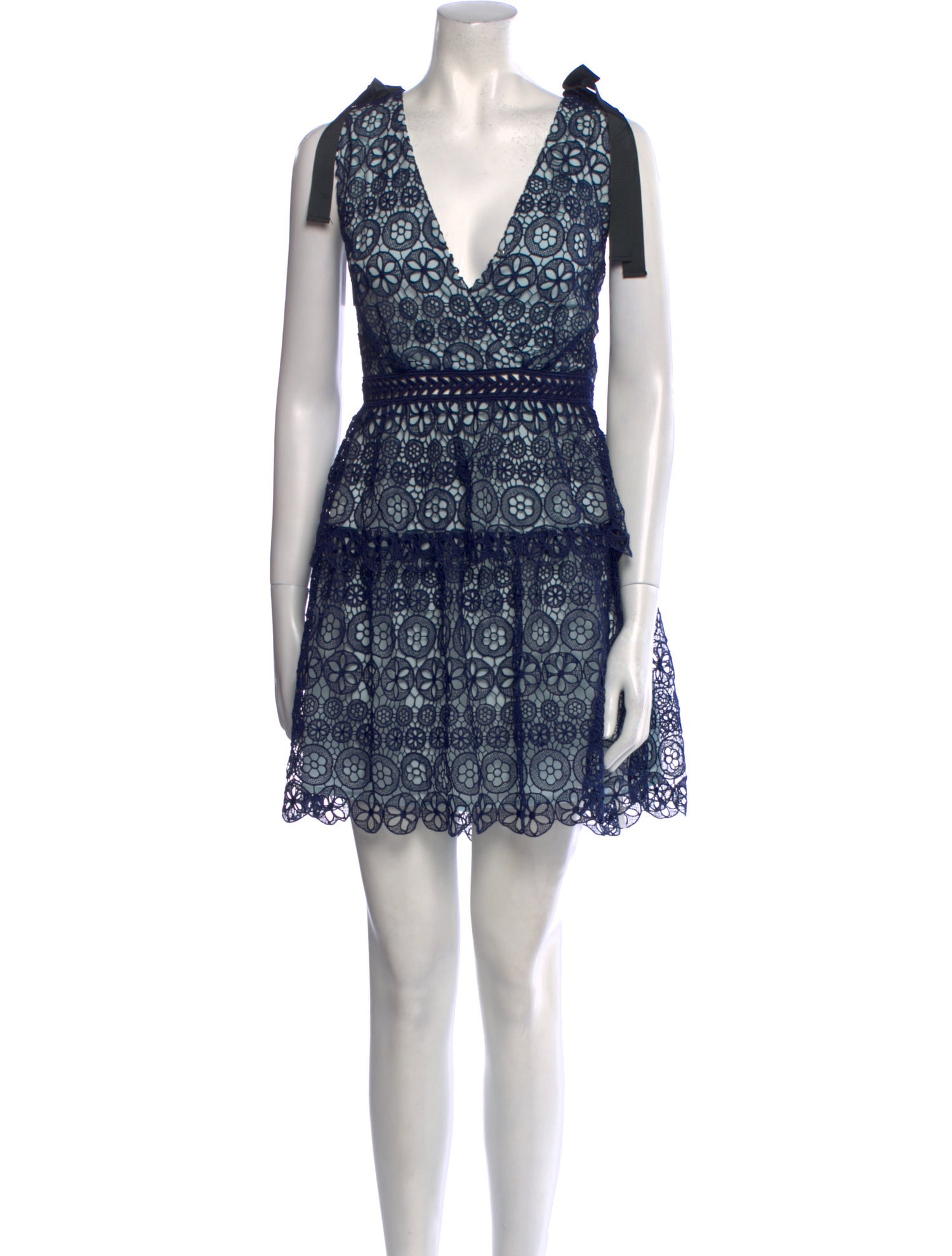 Self-Portrait Lace Pattern Mini Dress