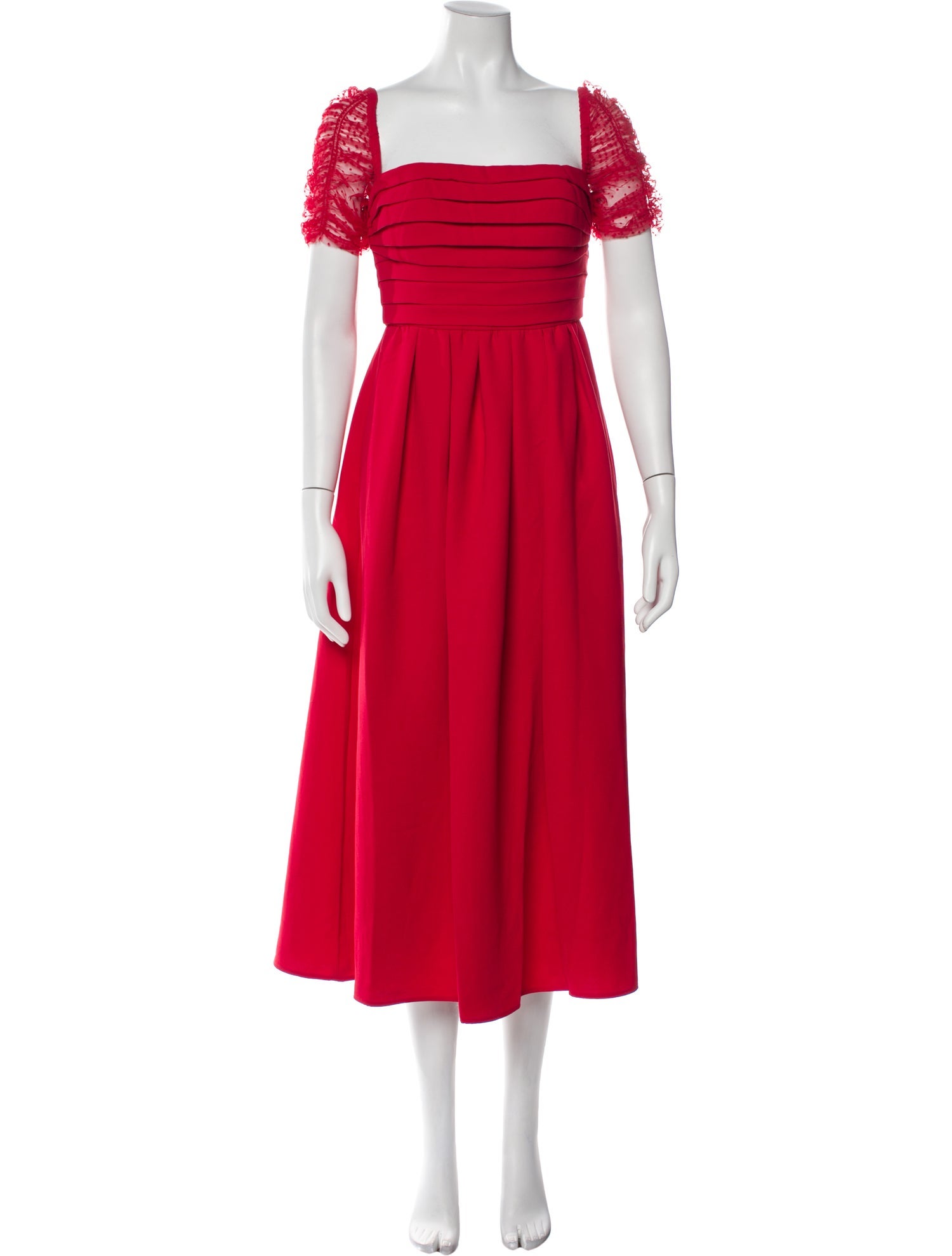 Self-Portrait Square Neckline Midi Length Dress