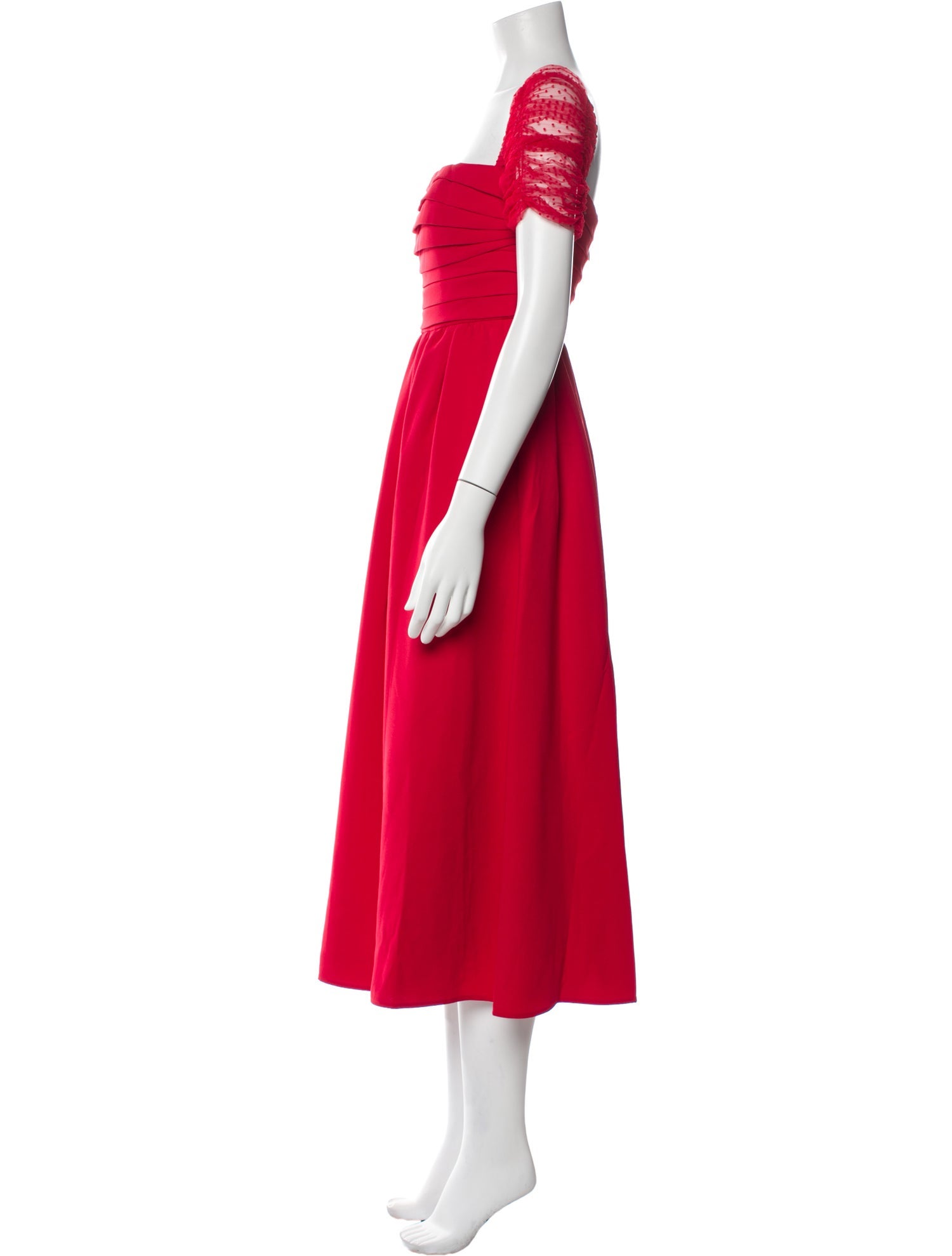 Self-Portrait Square Neckline Midi Length Dress