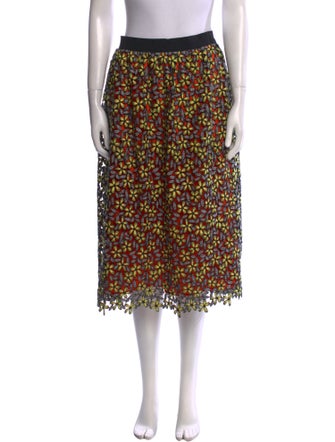 Self-Portrait Floral Print Knee-Length Skirt