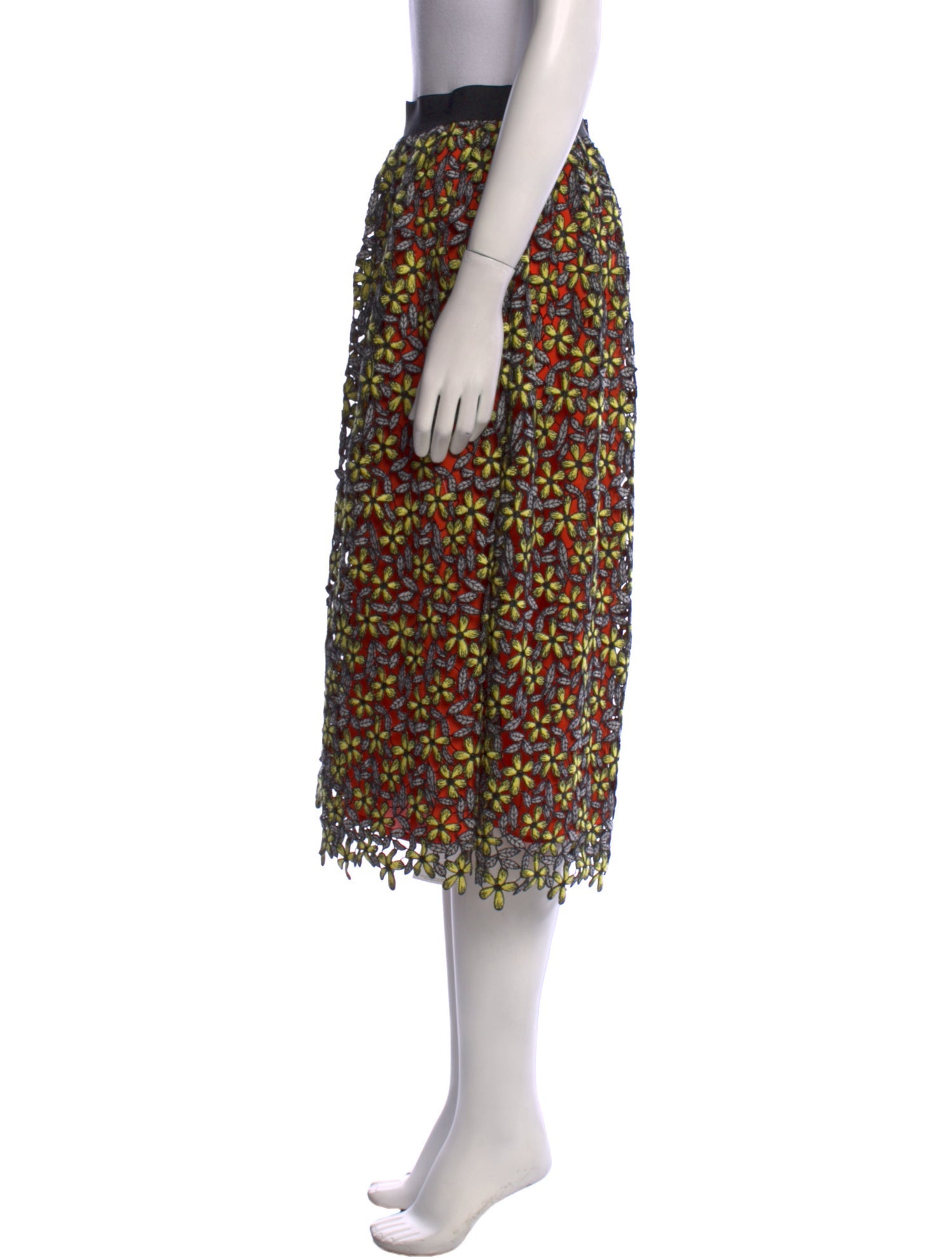 Self-Portrait Floral Print Knee-Length Skirt