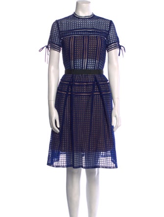 Self-Portrait Lace Pattern Midi Length Dress