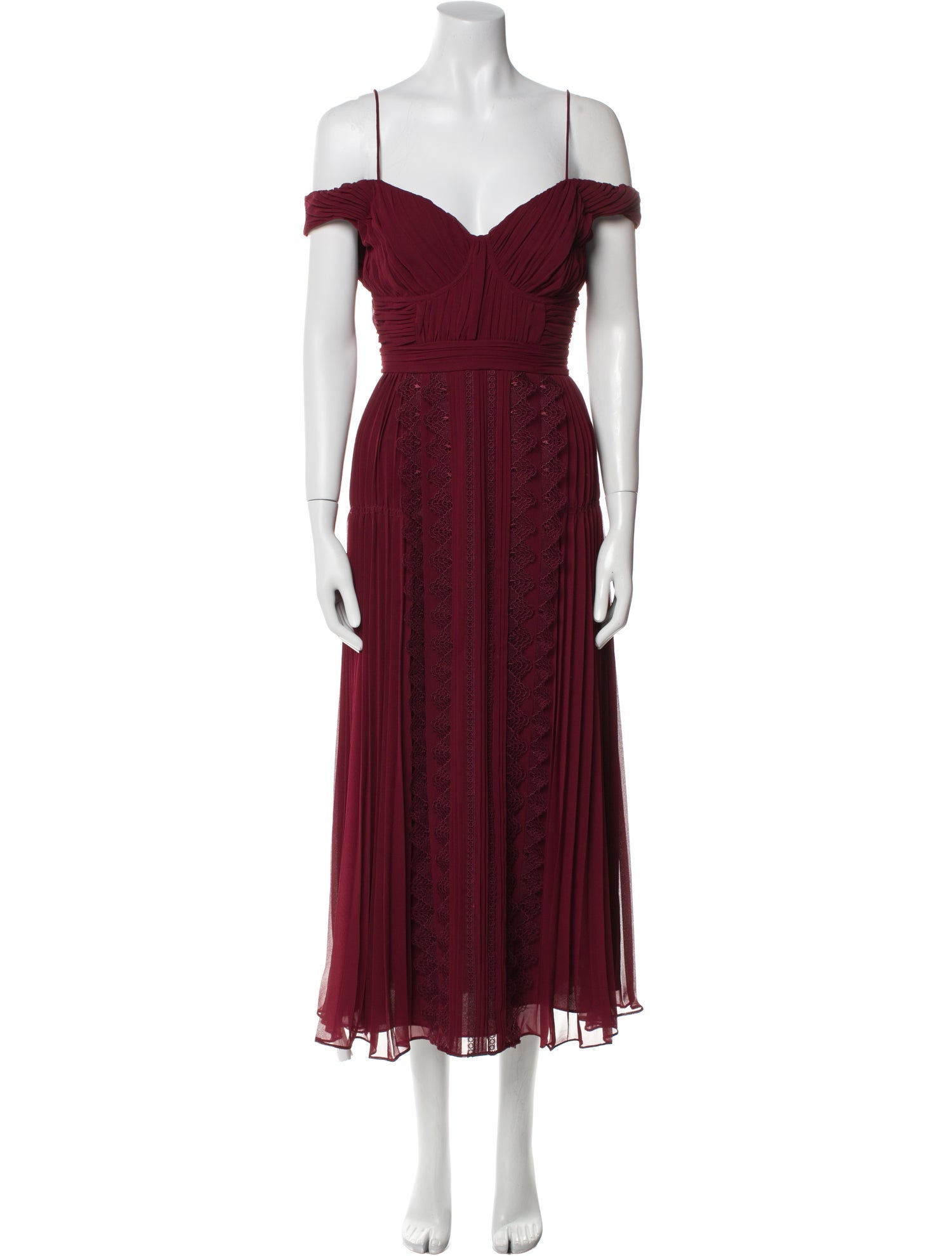 Self-Portrait Square Neckline Midi Length Dress