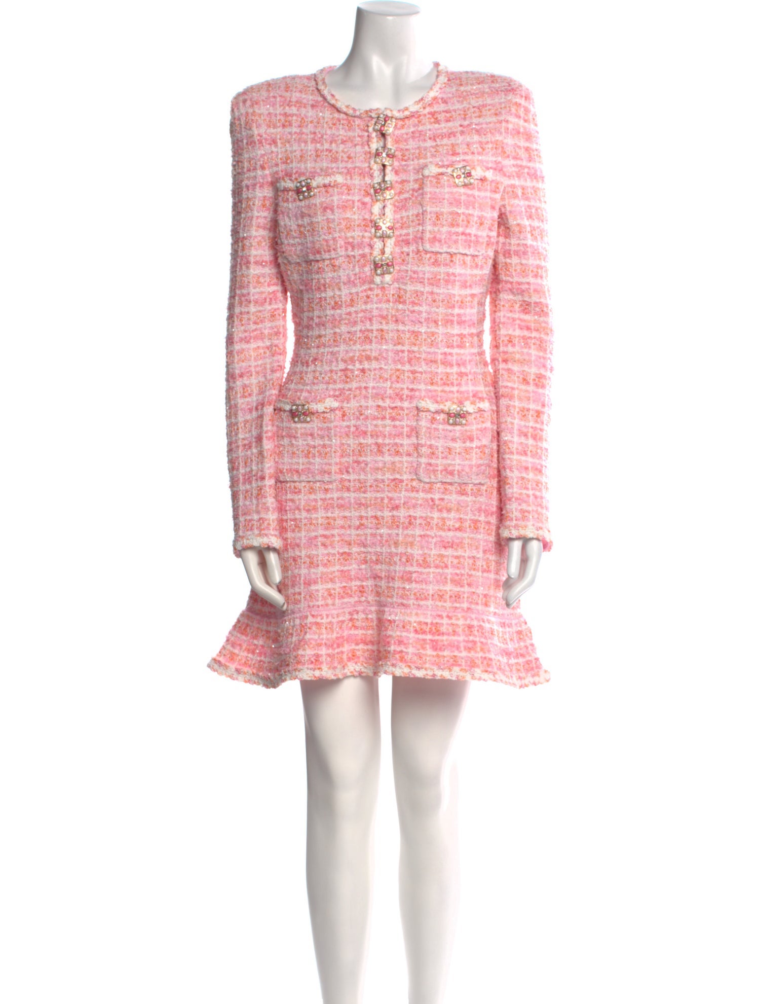 Self-Portrait Tweed Pattern Mini Dress