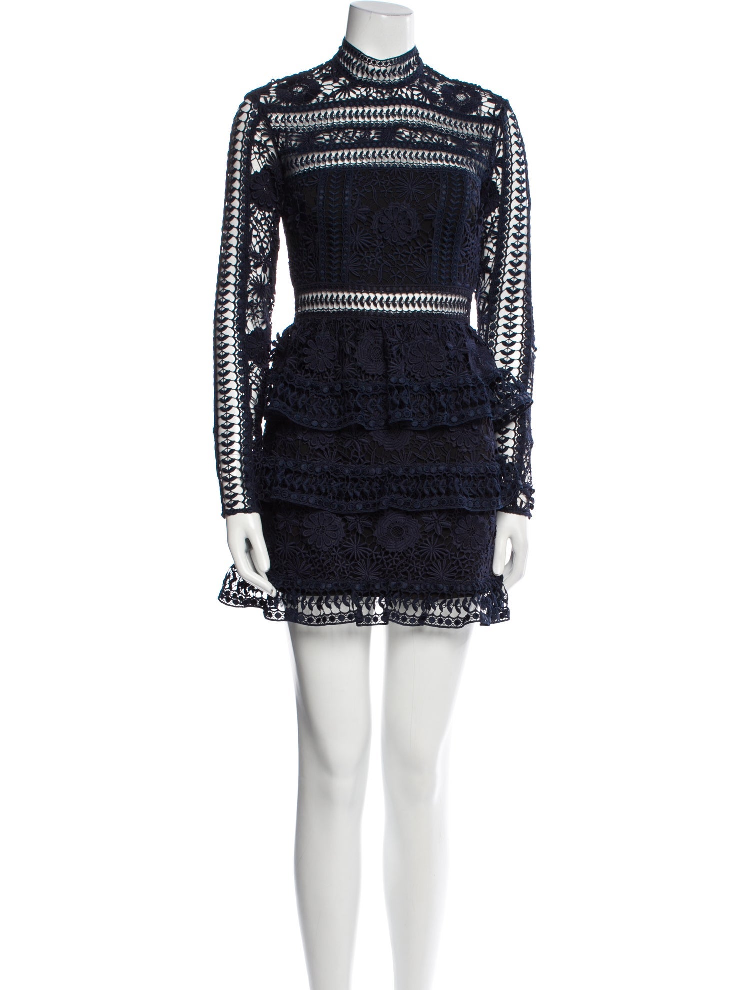 Self-Portrait Lace Pattern Mini Dress
