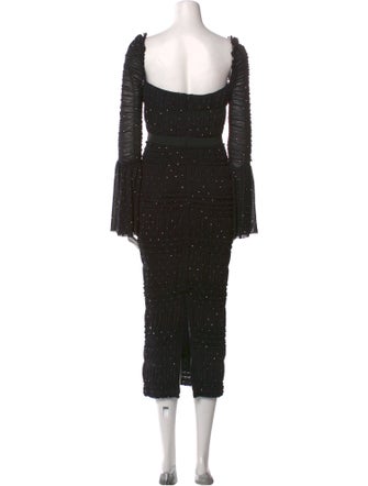 Self-Portrait Square Neckline Midi Length Dress