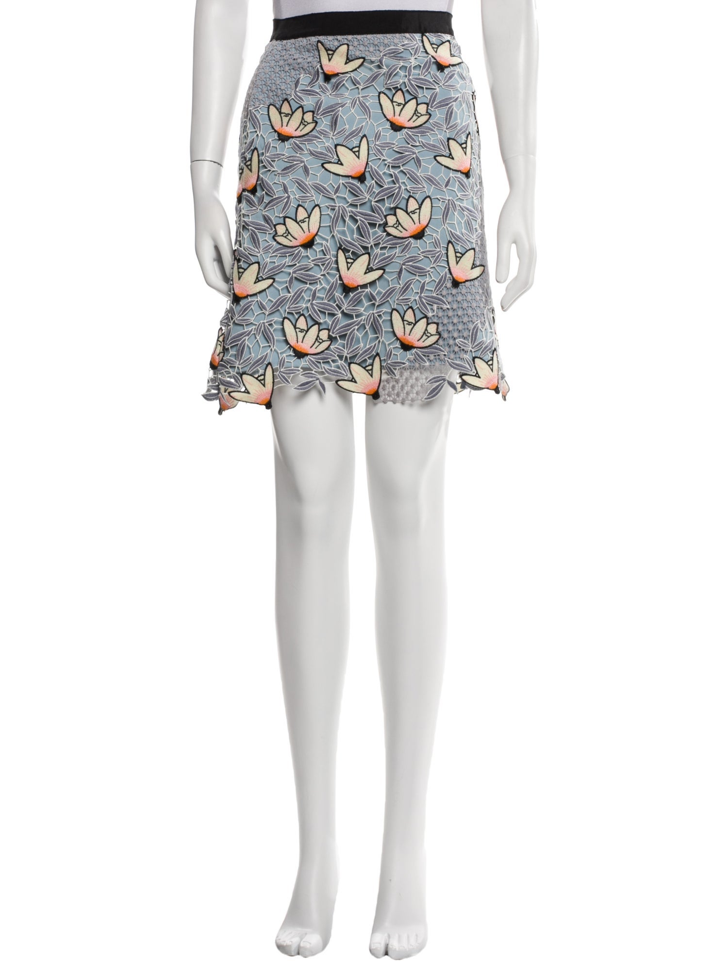 Self-Portrait Floral Print Knee-Length Skirt