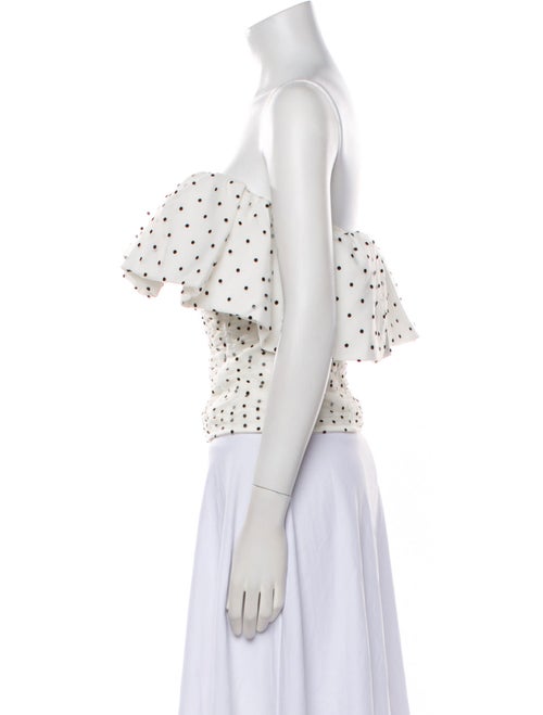 Self-Portrait Polka Dot Print Off-The-Shoulder Crop Top