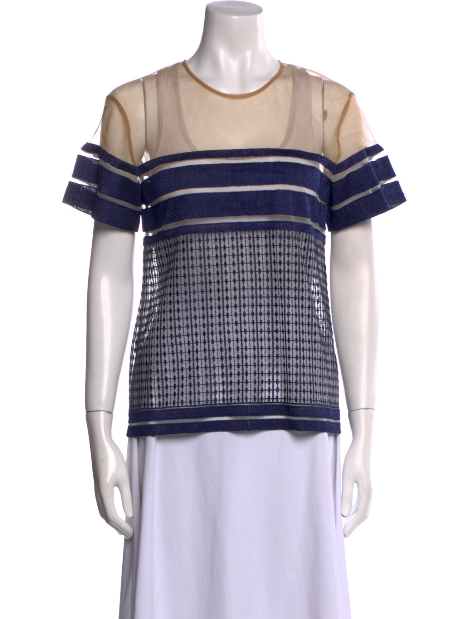 Self-Portrait Striped Crew Neck T-Shirt